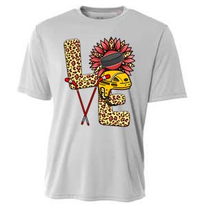 Hockey T Shirts Love Leopard Sunflower Graphic Plus Size Cooling Performance Crew T-Shirt