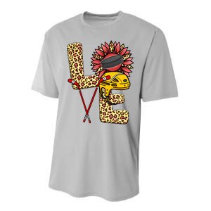 Hockey T Shirts Love Leopard Sunflower Graphic Plus Size Performance Sprint T-Shirt