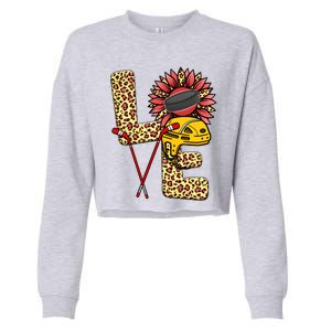 Hockey T Shirts Love Leopard Sunflower Graphic Plus Size Cropped Pullover Crew