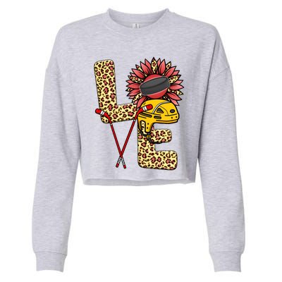 Hockey T Shirts Love Leopard Sunflower Graphic Plus Size Cropped Pullover Crew