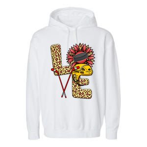 Hockey T Shirts Love Leopard Sunflower Graphic Plus Size Garment-Dyed Fleece Hoodie