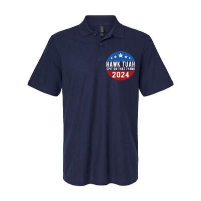 Hawk Tuah Spit On That Thang For President 24 Parody Funny Softstyle Adult Sport Polo