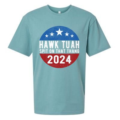 Hawk Tuah Spit On That Thang For President 24 Parody Funny Sueded Cloud Jersey T-Shirt