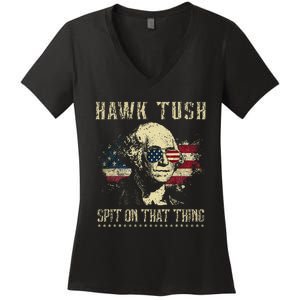 Hawk Tush Spit On That Thing 2024 Parody Election Women's V-Neck T-Shirt