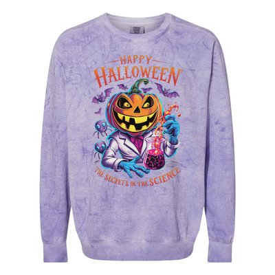 Halloween The Secret’S In The Science Teacher Scientist Fun Colorblast Crewneck Sweatshirt