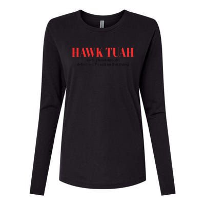 Hawk Tuah Spit On That Thang Funny Hawk Tush Womens Cotton Relaxed Long Sleeve T-Shirt