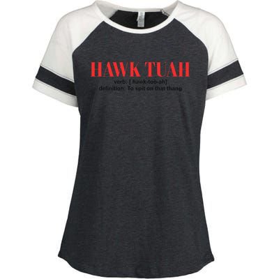 Hawk Tuah Spit On That Thang Funny Hawk Tush Enza Ladies Jersey Colorblock Tee