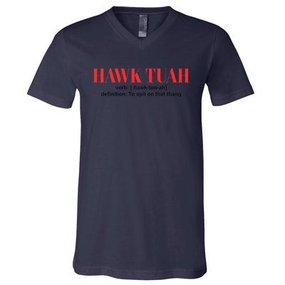 Hawk Tuah Spit On That Thang Funny Hawk Tush V-Neck T-Shirt