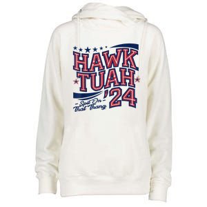 Hawk Tush Spit On That Thing Presidential Candidate Parody Womens Funnel Neck Pullover Hood