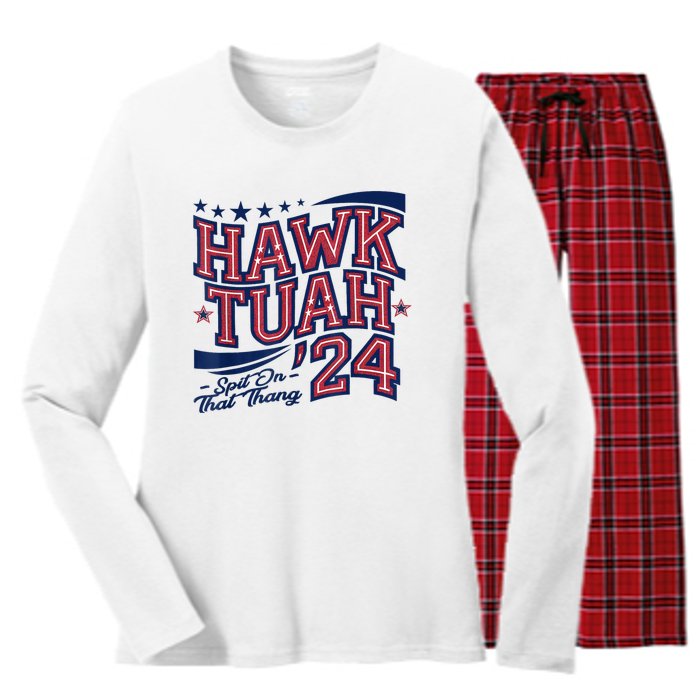 Hawk Tush Spit On That Thing Presidential Candidate Parody Women's Long Sleeve Flannel Pajama Set 