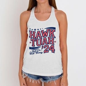 Hawk Tush Spit On That Thing Presidential Candidate Parody Women's Knotted Racerback Tank