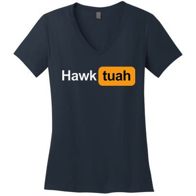 Hawk Tuah Spit On That Thang Funny Rave Festival Women's V-Neck T-Shirt