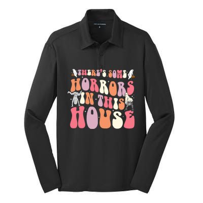 Halloween Theres Some Horrors In This House Funny Gift Silk Touch Performance Long Sleeve Polo