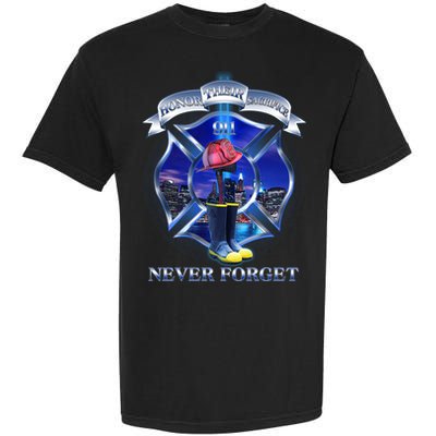 Honor Their Sacrifice Never Forget 911 September 11 Fire Fighters Heroes Garment-Dyed Heavyweight T-Shirt