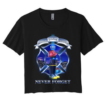 Honor Their Sacrifice Never Forget 911 September 11 Fire Fighters Heroes Crop Top