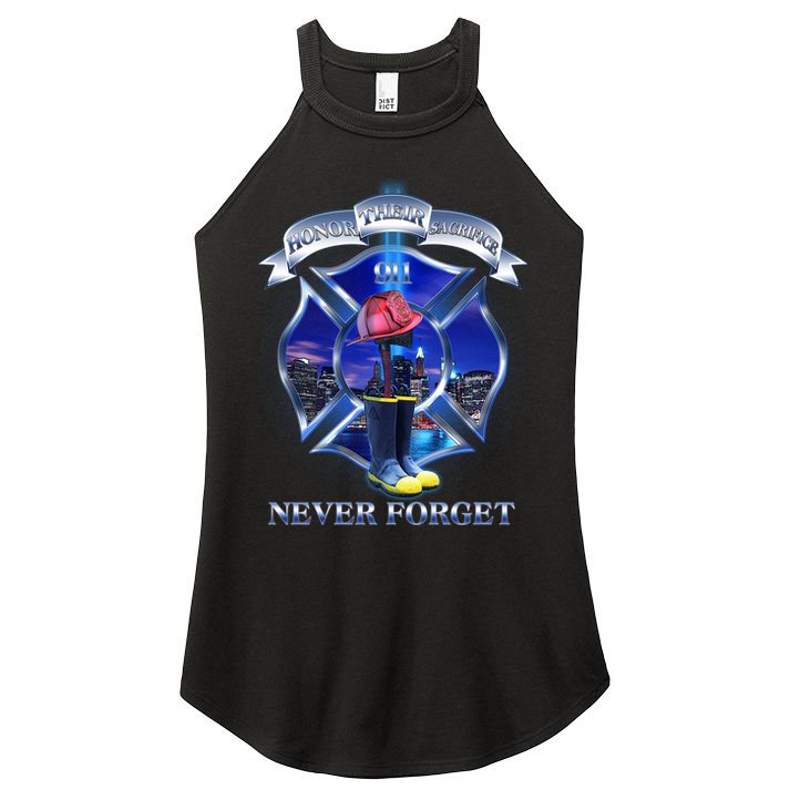 Honor Their Sacrifice Never Forget 911 September 11 Fire Fighters Heroes Women's Perfect Tri Rocker Tank