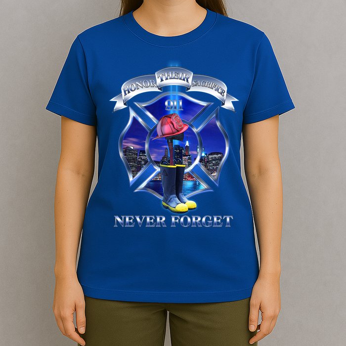 Honor Their Sacrifice Never Forget 911 September 11 Fire Fighters Heroes T-Shirt