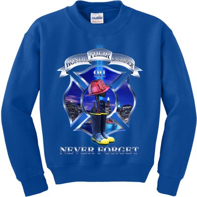 Honor Their Sacrifice Never Forget 911 September 11 Fire Fighters Heroes Kids Sweatshirt