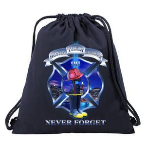 Honor Their Sacrifice Never Forget 911 September 11 Fire Fighters Heroes Drawstring Bag