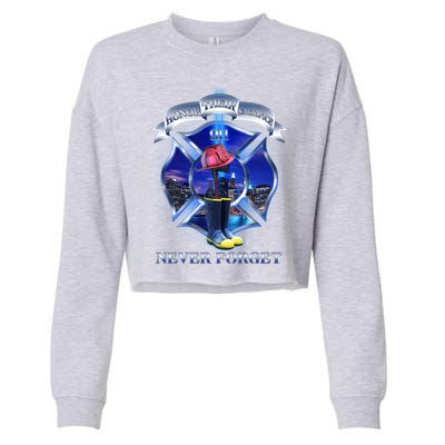 Honor Their Sacrifice Never Forget 911 September 11 Fire Fighters Heroes Cropped Pullover Crew