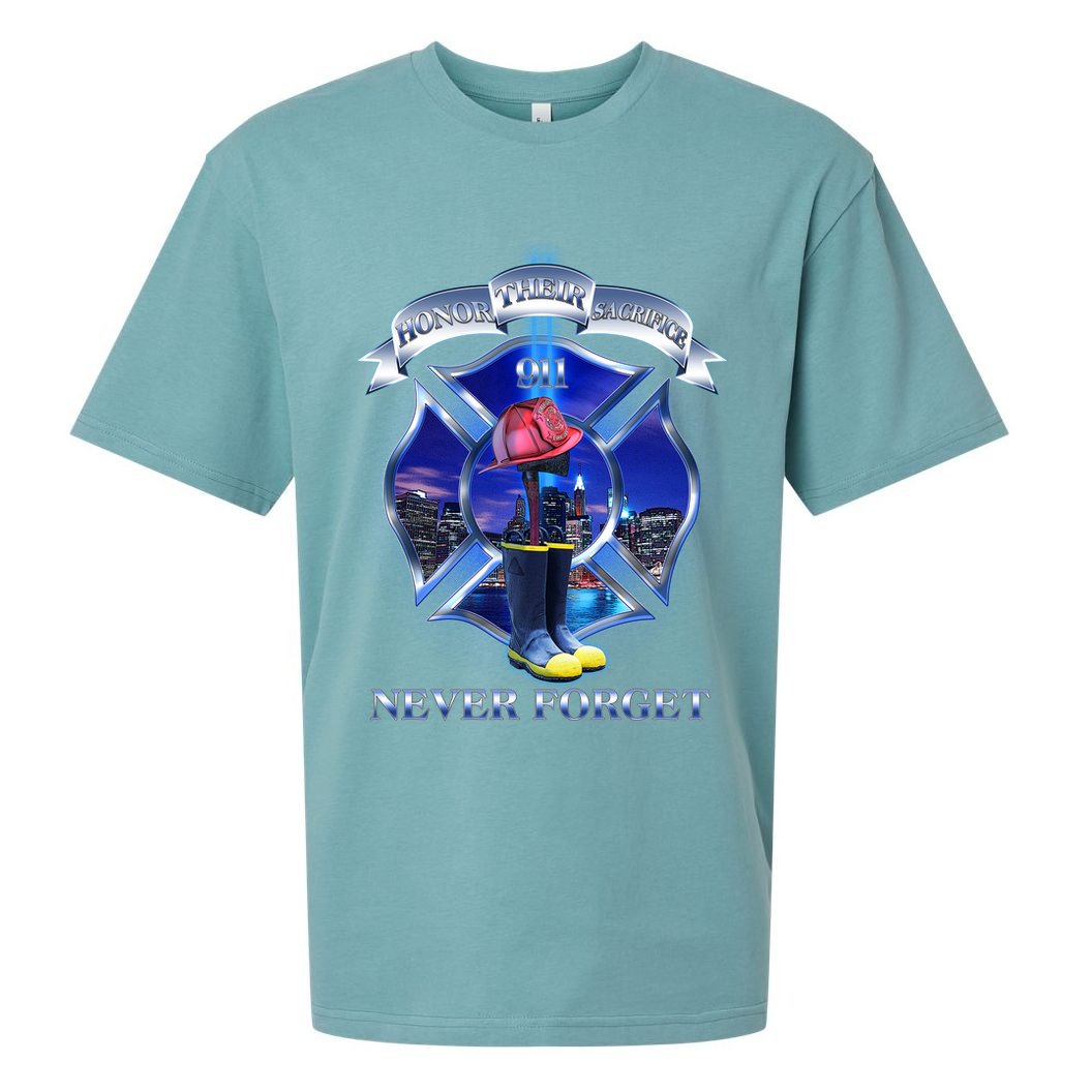 Honor Their Sacrifice Never Forget 911 September 11 Fire Fighters Heroes Sueded Cloud Jersey T-Shirt