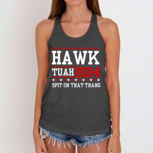 Hawk Tuah Spit On That Thang Women's Knotted Racerback Tank