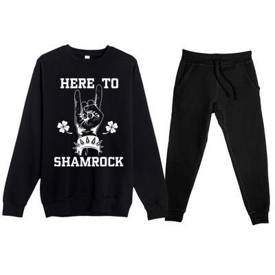 Here To Shamrock Saint Patricks Paddys Day Team Great Gift Premium Crewneck Sweatsuit Set