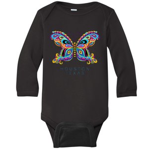 Houston Texas Souvenir Butterfly Graphic Baby Long Sleeve Bodysuit