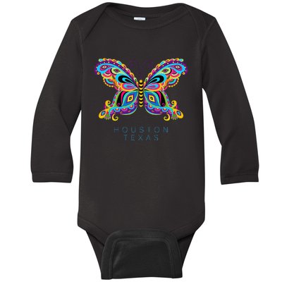 Houston Texas Souvenir Butterfly Graphic Baby Long Sleeve Bodysuit