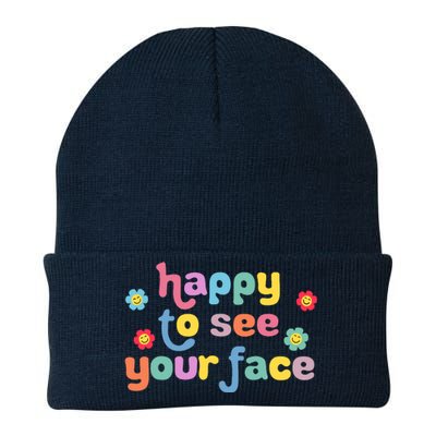 Happy To See Your Face Teachers Students First Day Of School Knit Cap Winter Beanie