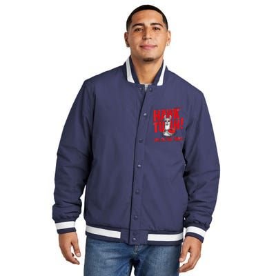 Hawk Tuah Spit On That Thang Funny Llama Insulated Varsity Jacket