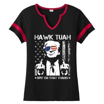 Hawk Tuah Spit On That Thang Trump Ladies Halftime Notch Neck Tee