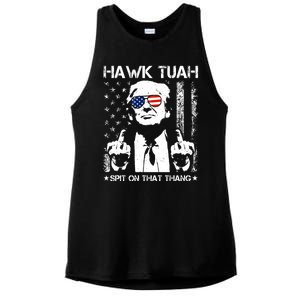 Hawk Tuah Spit On That Thang Trump Ladies PosiCharge Tri-Blend Wicking Tank