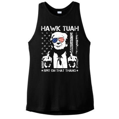 Hawk Tuah Spit On That Thang Trump Ladies PosiCharge Tri-Blend Wicking Tank