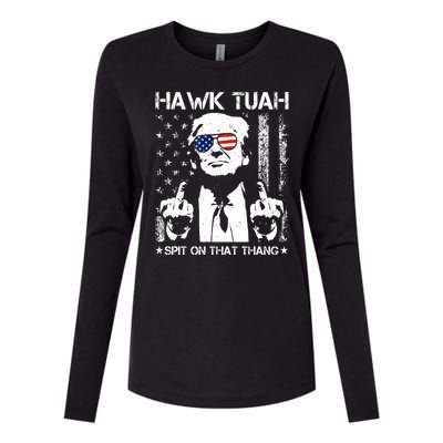 Hawk Tuah Spit On That Thang Trump Womens Cotton Relaxed Long Sleeve T-Shirt