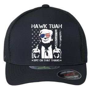 Hawk Tuah Spit On That Thang Trump Flexfit Unipanel Trucker Cap