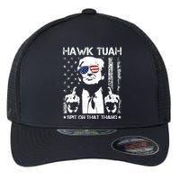 Hawk Tuah Spit On That Thang Trump Flexfit Unipanel Trucker Cap