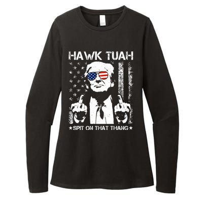 Hawk Tuah Spit On That Thang Trump Womens CVC Long Sleeve Shirt