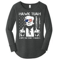 Hawk Tuah Spit On That Thang Trump Women's Perfect Tri Tunic Long Sleeve Shirt