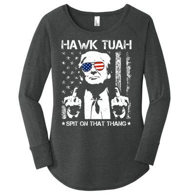 Hawk Tuah Spit On That Thang Trump Women's Perfect Tri Tunic Long Sleeve Shirt