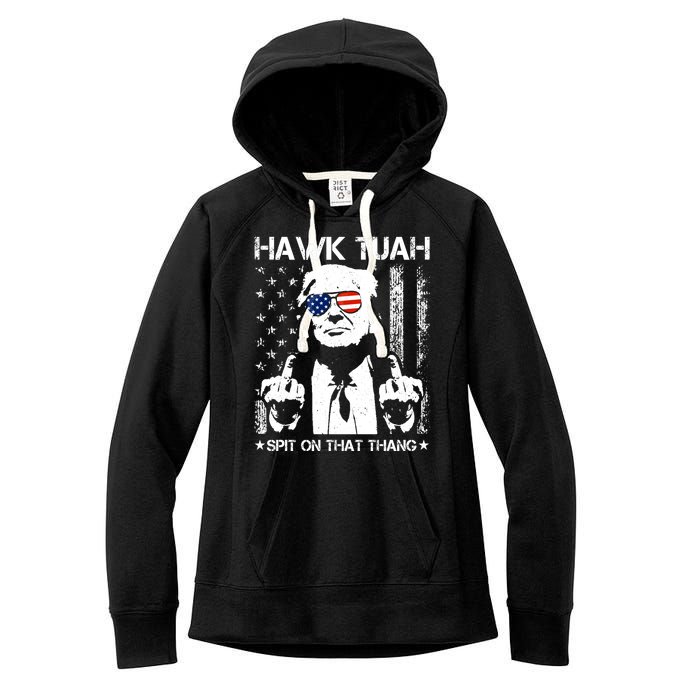 Hawk Tuah Spit On That Thang Trump Women's Fleece Hoodie