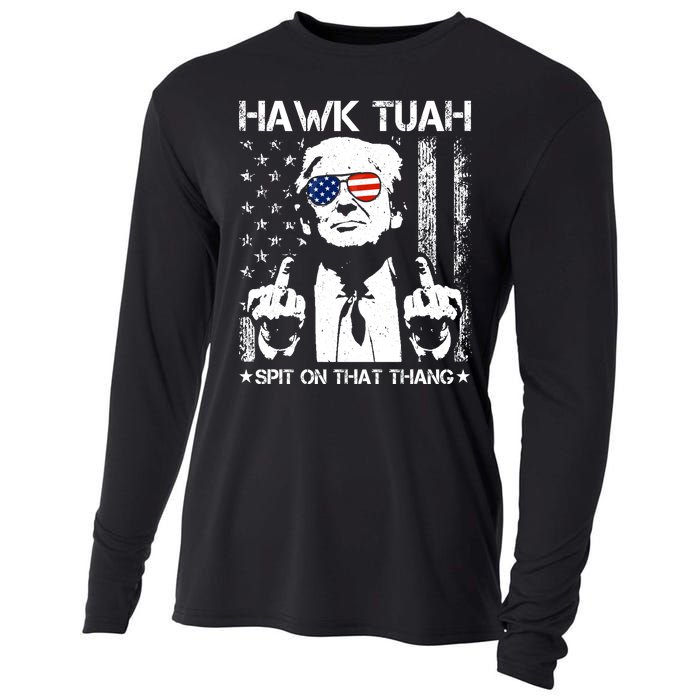 Hawk Tuah Spit On That Thang Trump Cooling Performance Long Sleeve Crew