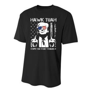 Hawk Tuah Spit On That Thang Trump Youth Performance Sprint T-Shirt