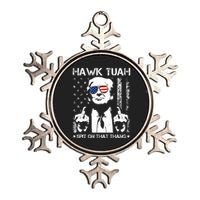 Hawk Tuah Spit On That Thang Trump Metallic Star Ornament