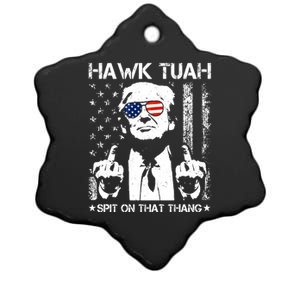 Hawk Tuah Spit On That Thang Trump Ceramic Star Ornament