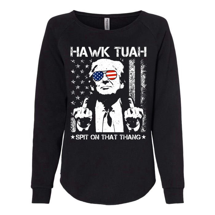 Hawk Tuah Spit On That Thang Trump Womens California Wash Sweatshirt