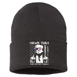 Hawk Tuah Spit On That Thang Trump Sustainable Knit Beanie