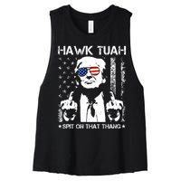 Hawk Tuah Spit On That Thang Trump Women's Racerback Cropped Tank