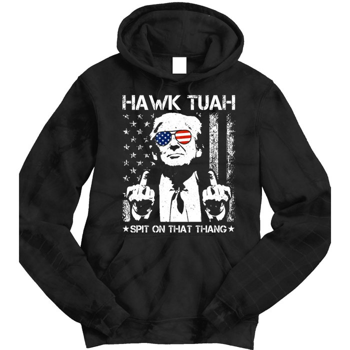 Hawk Tuah Spit On That Thang Trump Tie Dye Hoodie