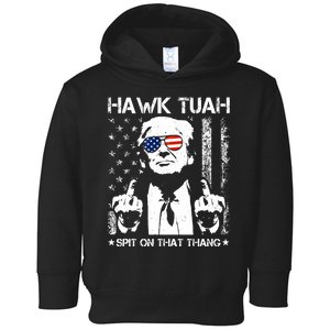 Hawk Tuah Spit On That Thang Trump Toddler Hoodie